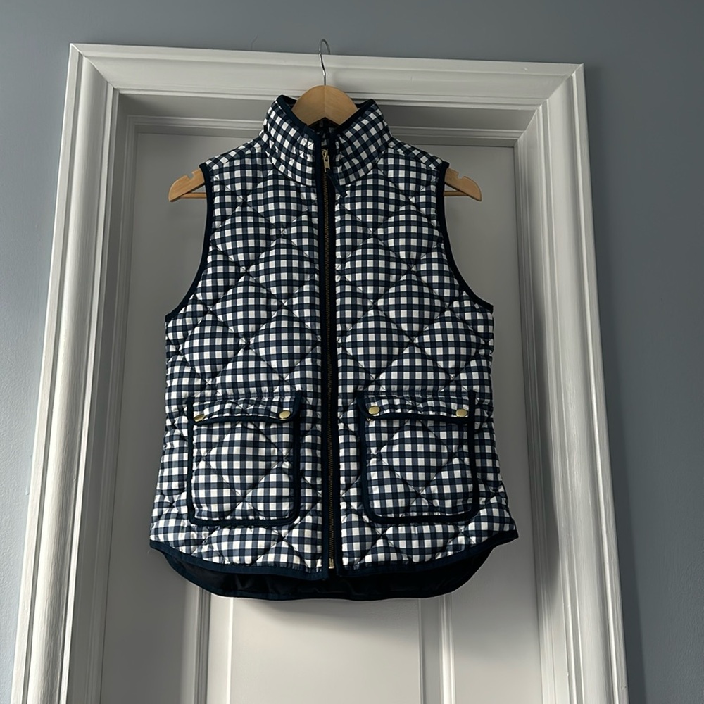 J Crew gingham blue white vest
